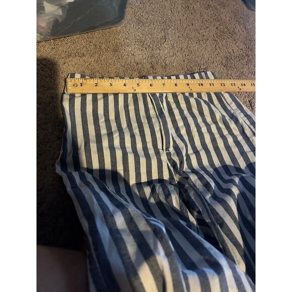 BRANDY MELVILLE Italy Womens Navy White Wide Striped Tapered Leg Pants SZ 4 - Picture 9 of 9